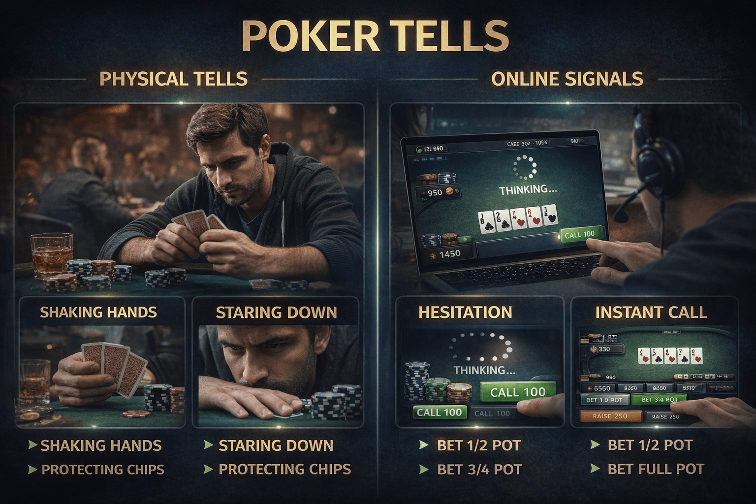Poker Tells: Physical and Online Signals